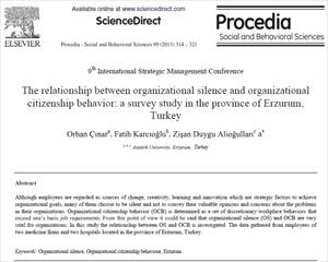 ترجمه مقاله رابطه بین سکوت سازمانی و رفتار شهروندی سازمانی  یک بررسی پژوهشی در منطقه ارزرو ترکیه